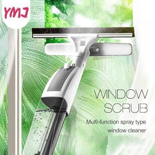 Glass Cleaning Brush with Water Spray Magic Window Cleaner High Quality Aluminum Long Handle Wiper Cloth Combo Silicone Brushes