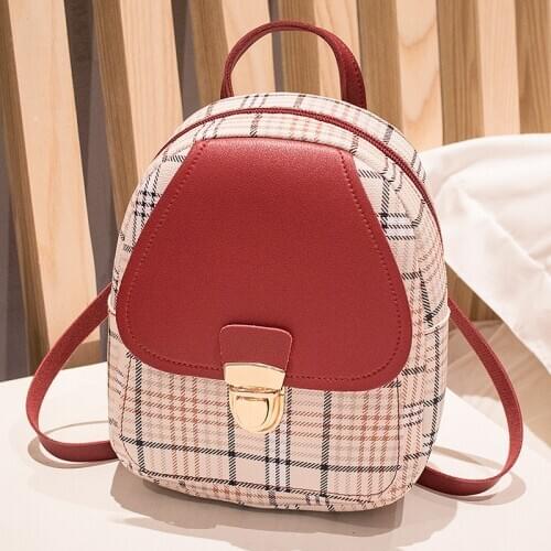 2020 Mini Backpack Crossbody Bag for Teenage Girl Plaid Shoulder Phone Purse Korean Style New Trendy Female Simplicity