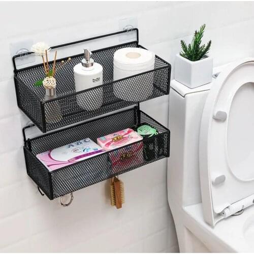 Punch-free Wall Shelf Bedroom Wall Hanging Wall Dormitory Artifact Bedside Hanging Basket Bathroom Bathroom Storage Rack