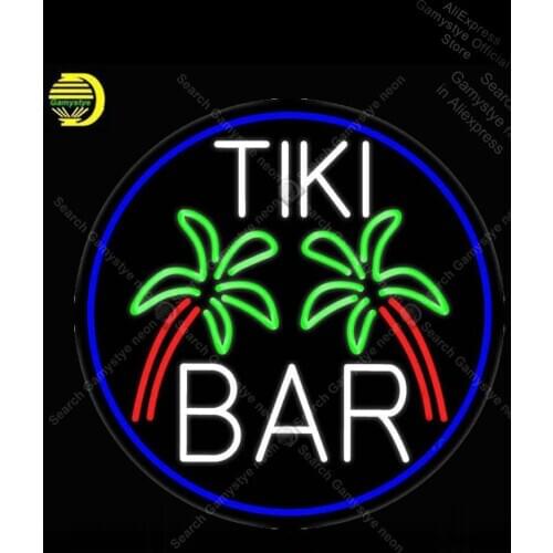NEON SIGN For Tiki Bar Palm Tree Oval With Border NEON Bulbs Signs Lamp GLASS coors light neon sign Outdoor a Frame Sign Roshe