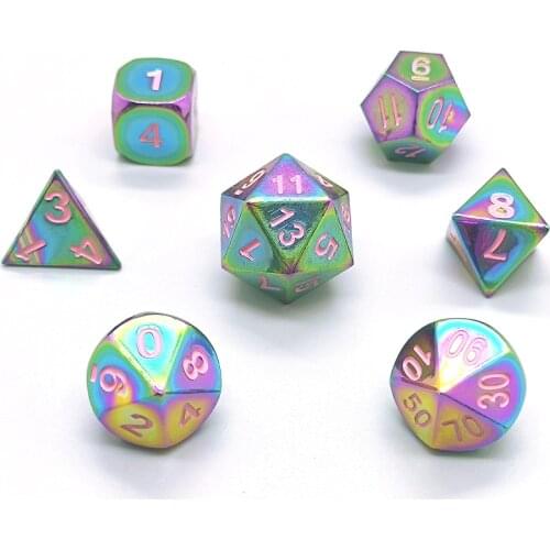 New 7 pieces/set of metal electrophoresis dice, D20 dice, polyhedron dice, RPG dice set, Cube dice, DND dice