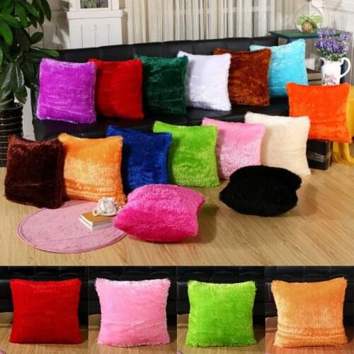 Solid Soft Fur Plush Decorative Cushion Cover For Home Case on the Pillow Bed Room Pillowcases Pillows Car Seat Decoration Sofa