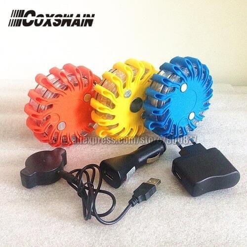 Rechargeable LED roadway safety warning traffic lights, 9 Flash patterns, Magnetic easy install, waterproof, 16 LED (TBD-0011)