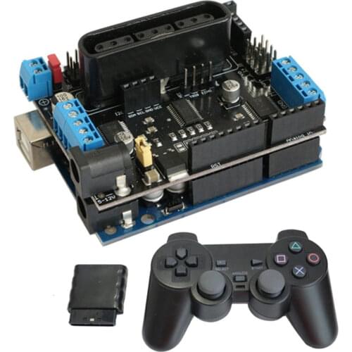 Arduino Shield Expansion Board 6-12V with 4 Channels Motors Servos Ports PS2 Joystick Remote Control