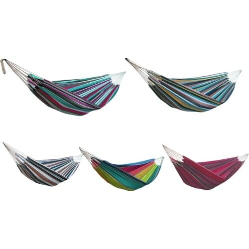 Portable Canvas Hammock Outdoor Garden Sports Swing Home Travel Leisure Camping Stripe Hammock Hanging Bed Without Bracket