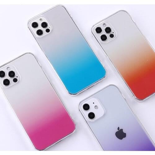 Simple Gradient Phone Case For iPhone 12 11 Pro X Xs MAX XR 6 6s 7 8 Plus Soft Transparent Candy Color Back Cover Coque Funda