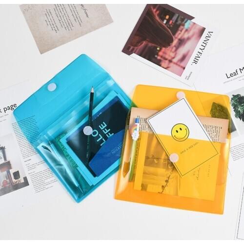 Sharkbang 1PC PVC Transparent A5 File Bag Paper Pencil Document Organizer Storage Bag Waterproof Velcro bag Stationery