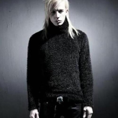 S-4XL Mens New Winter Turtleneck Straight Long Sleeve Plush Burr Large Size Mens Nightclub DS Hip Hop Tide Mens Wear