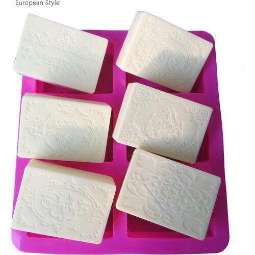 6 Shapes Silicone Soap Molds Rectangle Oval Handmade Soap Making Craft for Home Bathroom Soap Forms