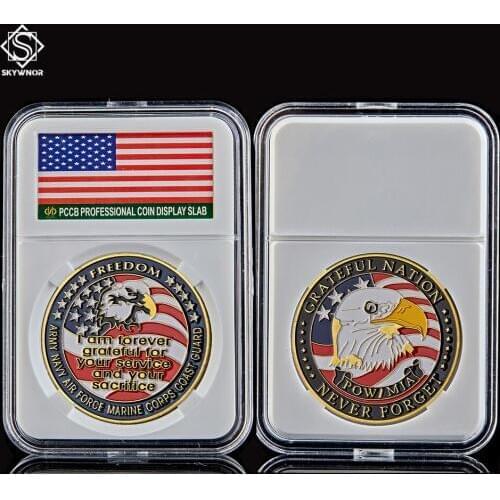 USA Army Challenge Souvenir Coin Navy USAF USMC Army Coast Guard Freedom Eagle Gold Coin