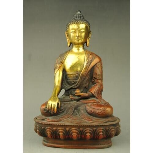 Tibet Brass Buddhist Temple Shakyamuni Joss Sakyamuni Buddha Bowl Statue