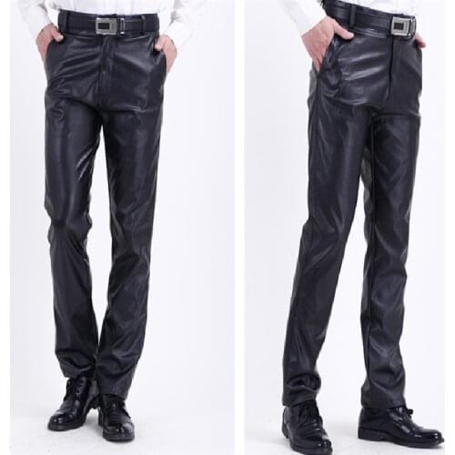 Fat Guy Plus Size 45 46 Mens Summer Thin Leather Pants Man Fashion Casual Straight Leather Trousers Male Oversized Loose Pants