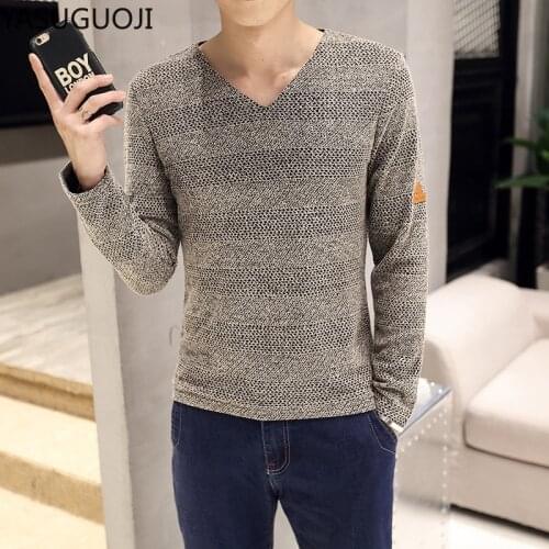 YASUGUOJI New 5 Colors Mens Casual Knit Sweater 2021 Spirng Fashion V-neck Slim Fit Pullover Sweater Men Brand Clothes Tops