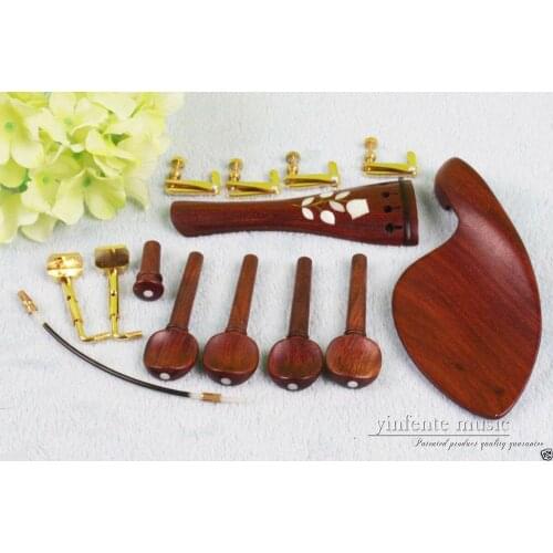 Yinfente 4/4 violin Kit Rosewood Accessories Violin Peg Tailpiece Chin Rest Clamp Endpin