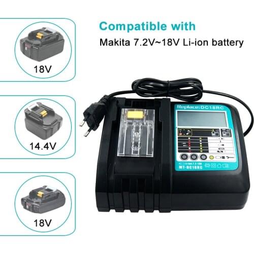 DC18RC Replacement Charger for Makita 14.4V 18V Li ion Battery DC18RD DC18RA BL1860 BL1830 BL1430 3A Current