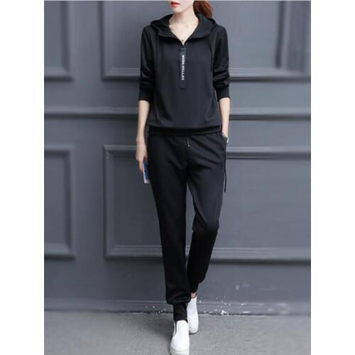 2019 womens two-piece sets autumn winter new pants suit long sleeves thin hooded hoodies tops and trousers set tide Sportswear