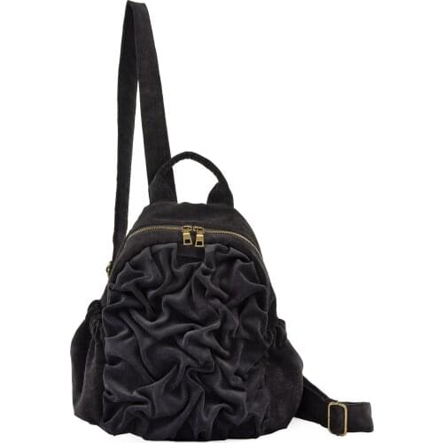 Womens Origional Velvet Handmade Drape Bag School Bag Four Seasons Paragraph Backpack