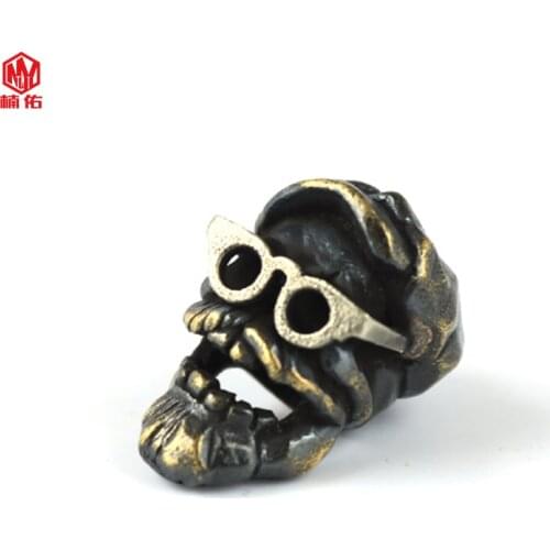 1PC EDC Paracord Beads Yuppie Eyes Old Man Retro Brass Copper Lanyard Pendants Knife Beads Umbrella Rope Cord Beads Pendants