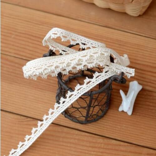 10 Meters/lot 10mm Diy Handmade Patchwork Cotton Material Cotton Lace Ribbon Beige Color Cotton Lace TRIM crochet lace