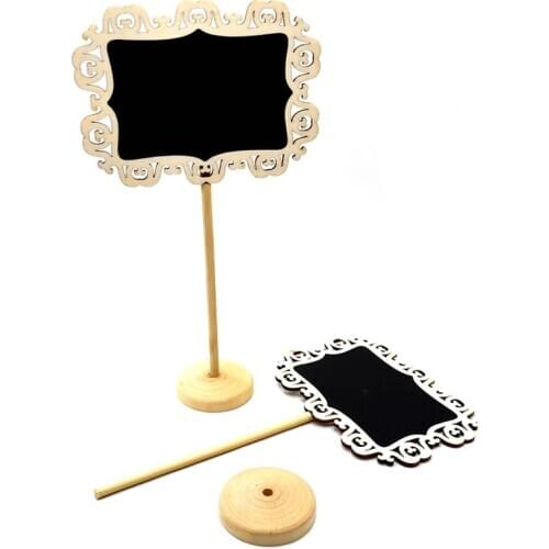 10pcs Mini Carved Frame Blackboard Wood Chalkboard Message Notice Board Wedding Table Bar Garden Decor Short Notice Writing