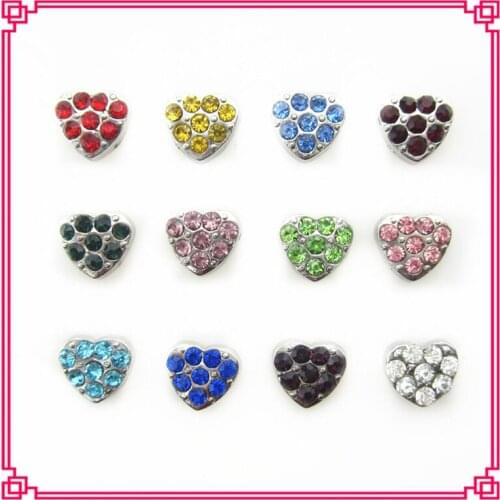 12 Colors Mixed Love Hearts 120pcs/lot Crystal Birthstone Floating Charms Living Glass Memory Floating Lockets Diy Jewelry