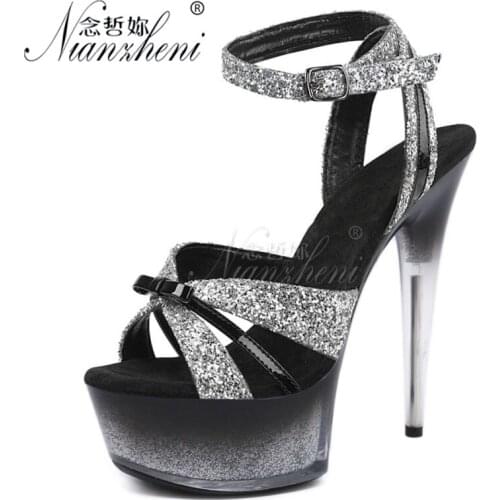 15cm Super High Stripper Heeled Pole Dance Shoes Mixed Colors 6 Inch Roman Open ToeSexy Platform Sandals Nightclub Party Gothic