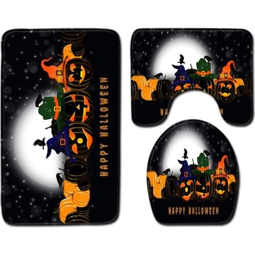 3pcs/set Vintage Cartoon Print Anti-slip Bathroom Floor Mat Home Decor Shower Non-Slip Rug Bath Door Mats Halloween