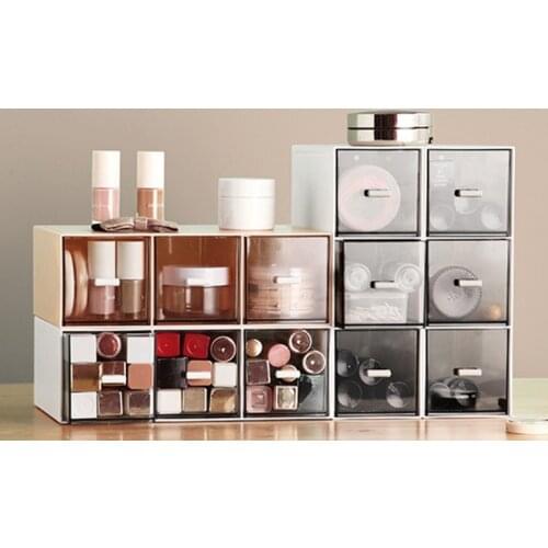 3 Layers Plastic Makeup Organizer Mini Desktop Storage Box Cosmetic Drawer Jewelry Case Holder Container