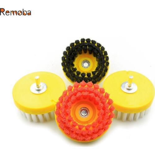 4 in 1 pack Dia. 110mm Drill Clean Brush Set Soft to Hard for kitchen Bathroom Floor Car Cleaning