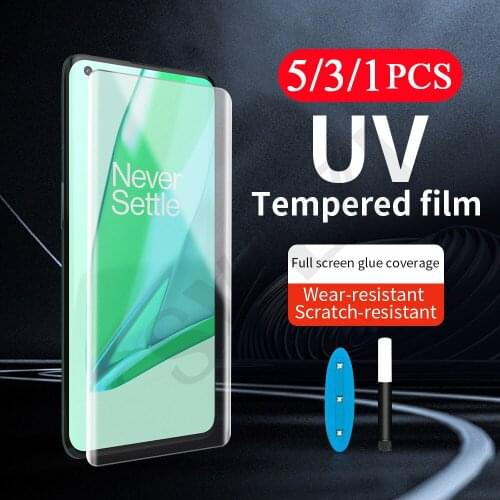 5/3/1Pcs full cover UV Glass for Oneplus 9 pro 7 7T 8 pro phone screen protector UV tempered glass protective film smartphone HD