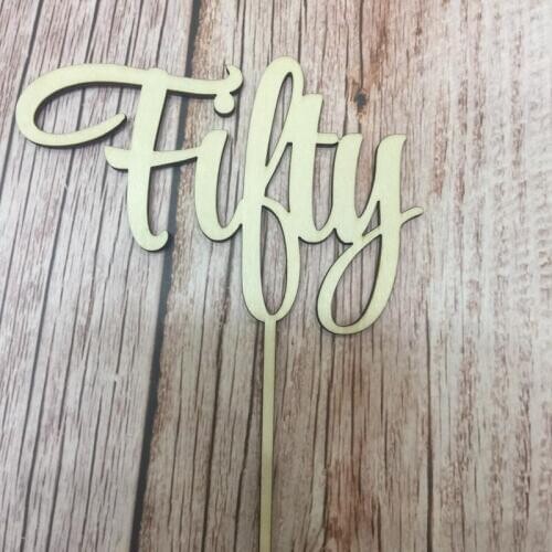 5pcs fifty 50th birthday numbers cake decoration wood cake topper