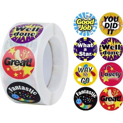 500pcs/roll Gift Bags Stickers You Did It Great Job Print Paper Sticker Sealing Labels for Scrapbooking Supplies DIY Crafts