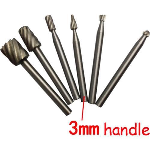 6pcs/set Coarse-tooth Single-cut Rotary Files 3mm Handle Carbide Woodworking Tools DIY Grinding Engraving Cutter