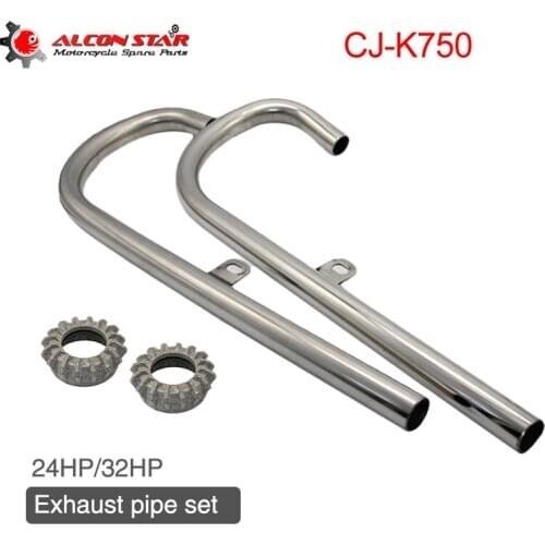 Alconstar 1 Pair Motorcycle Exhaust Stainelss Steel Muffler Pipes 24HP/32HP Flat Head Exhaust Tube For BMW K750 M1 M72 R71 R12