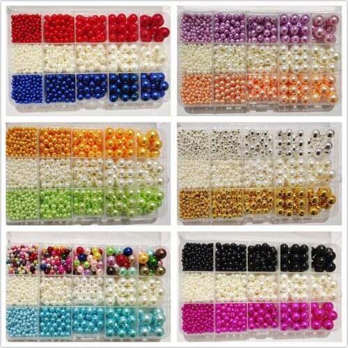 4-12mm Wholesale 1320pc/box Mixed wtraight holes round imitation plastic pearl beads for needlework & Jewelry Making
