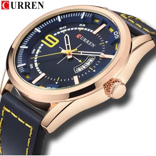 CURREN Date Men Watch Top Luxury Brand Sport Military Business Casual Male Clock Leather Band Wrist Quartz Mens Watches Hot 8295