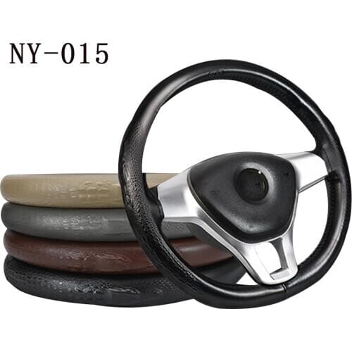 Genuine leather Car Steering Wheel Cover Skidproof Auto Steering- wheel Cover Anti-Slip Universal Embossing Leather Car-styling