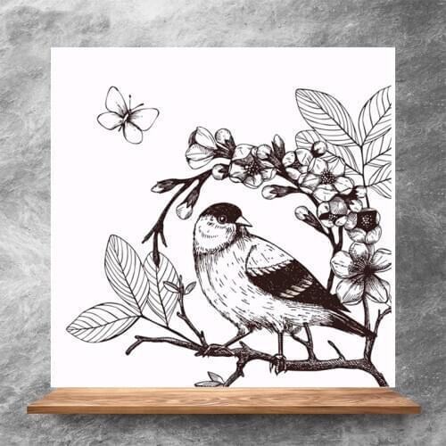 Flowers and birds Clear Stamps DIY Scrapbooking Album Card Making DIY Decoration Making Embossing Stencil