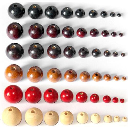 Many Colors Mixed Size Lacquered Big Hole Wooden Beads Fit Bracelet Necklace DIY Jewelry Accessories