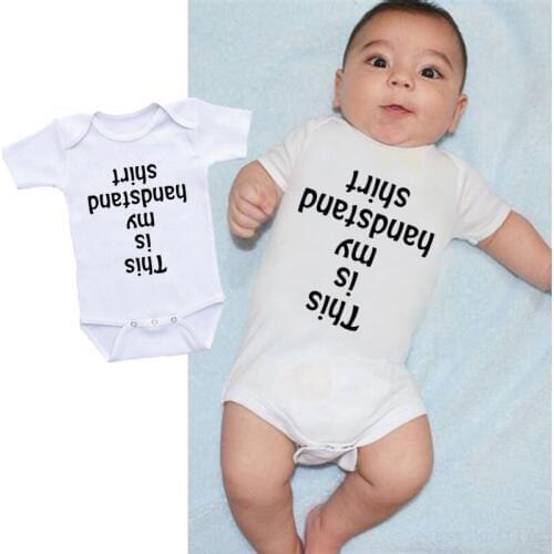 DERMSPE Fashion Newborn Baby Boys Girls Short Sleeve Letter Print This Is My Handstand Shirt Cotton Romper Baby Jumpsuits Clothe