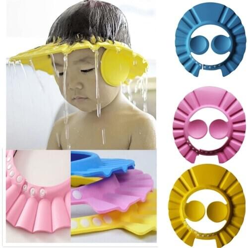 Kids Safe Shampoo Shower Bathing Cap Bath Protect djustable Soft Cap For Baby Wash Hair Shield boy girl Bathing Hat