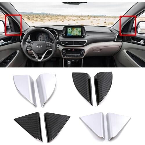 For Hyundai Tucson 2015-2020 Car Front Rear Door Window Inner Triangle Pillar Column Cover Trim ABS Sticker Accessories