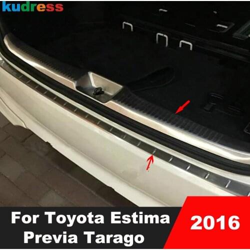 For Toyota Estima Previa Tarago 2016 Steel Inner Outer Rear Bumper Protector Sill Trunk Trim Accessories Car Styling 2pcs/set