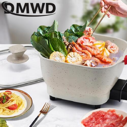 DMWD Electric cooker Hot pot Mini multifunctional electric cooker Non-stick coating boiler electric frying pan pot noodle pot