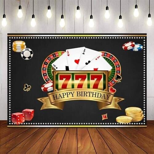 Casino happy birthday backdrop poker las vegas birthday party decoration supplies casino night backdrop for photo studio custom