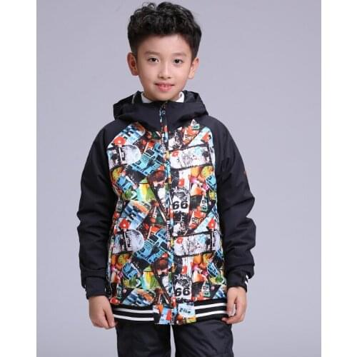 GSOU SNOW New Childrens Ski Suit Cool Skateboard Boys Ski Jacket Winter Windproof Warm Waterproof Breathable Ski Coat For Boy