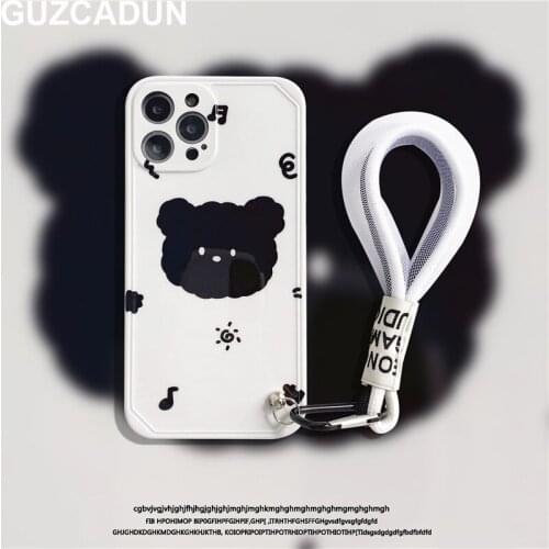IMD Protective Phone Cases for Iphone 12 11 Pro Max 7 8 Plus Xr Xs Max X Cute Cartoon Bear Cover Soft TPU Case with Strap