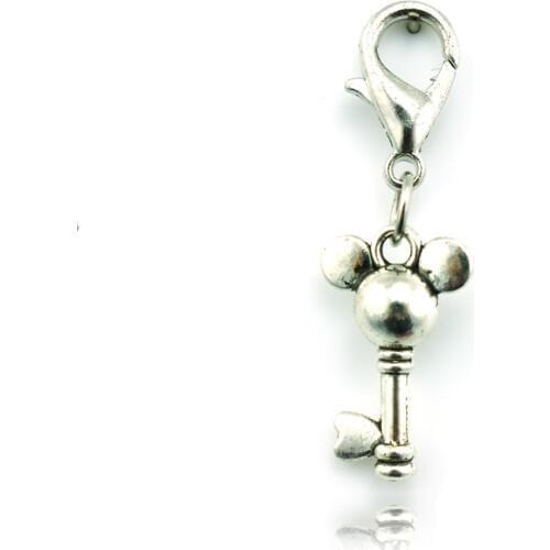 JINGLANG Fashion Ancient Silver Plated Min Keys Charms Lobster Clasp DIY Jewelry Findings Free Shipping