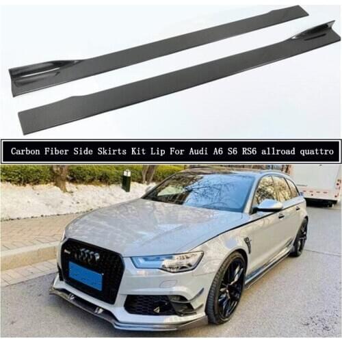 Carbon Fiber Side Body Skirts Kit Lip Trim Cover Spoiler For Audi A6 S6 RS6 Allroad Quattro C7 C7.5 2013-2018 Car Accessories