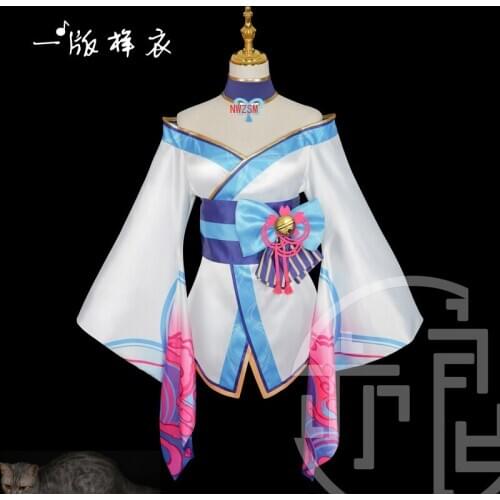 Cosplay LOL Fox Ahri Costumes The Nine-Tailed Fox Cosplay Costume Kimono Fancy Dress Tails Women Adults Halloween Costumes Props